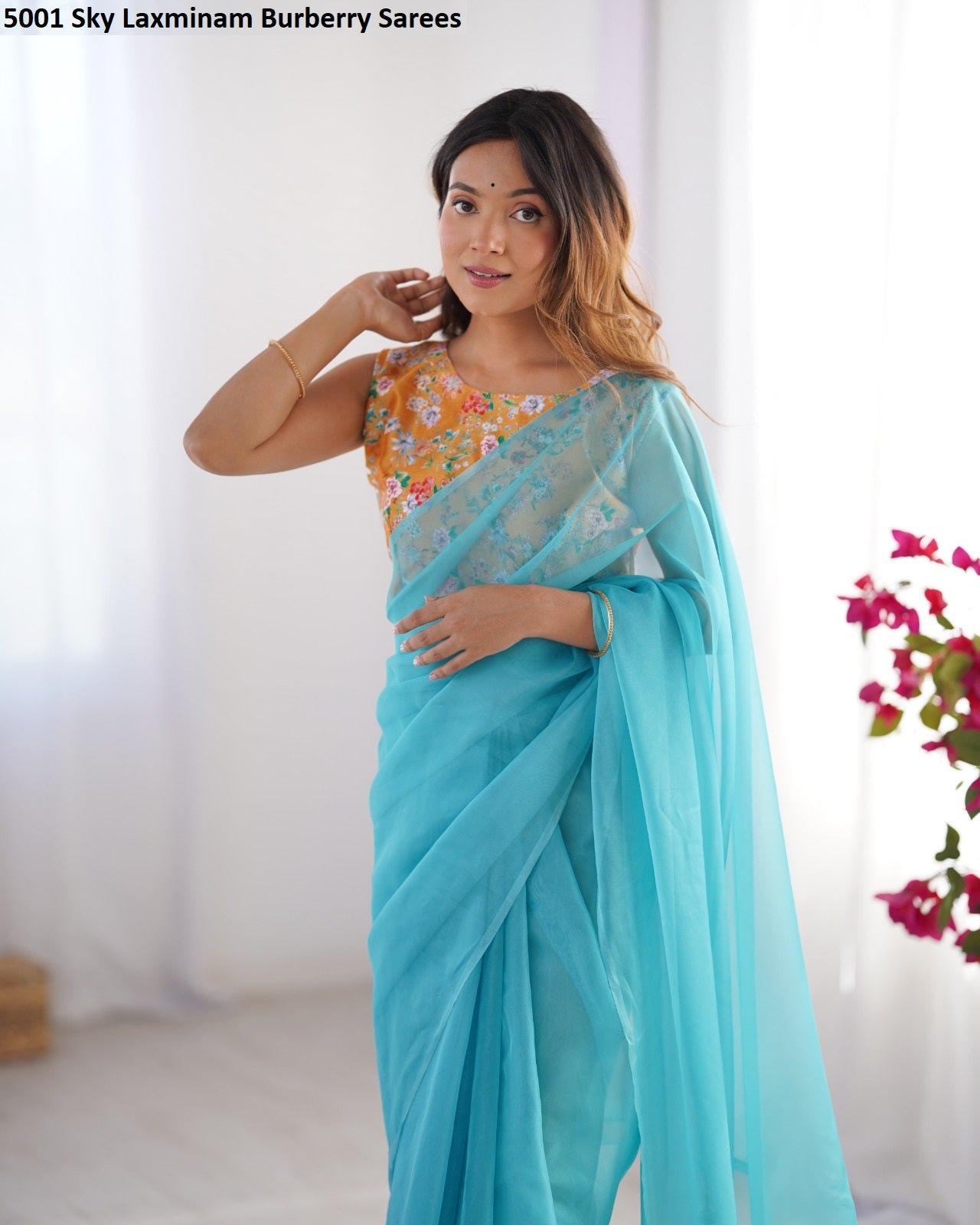 5001 Sky Laxminam Burberry Sarees