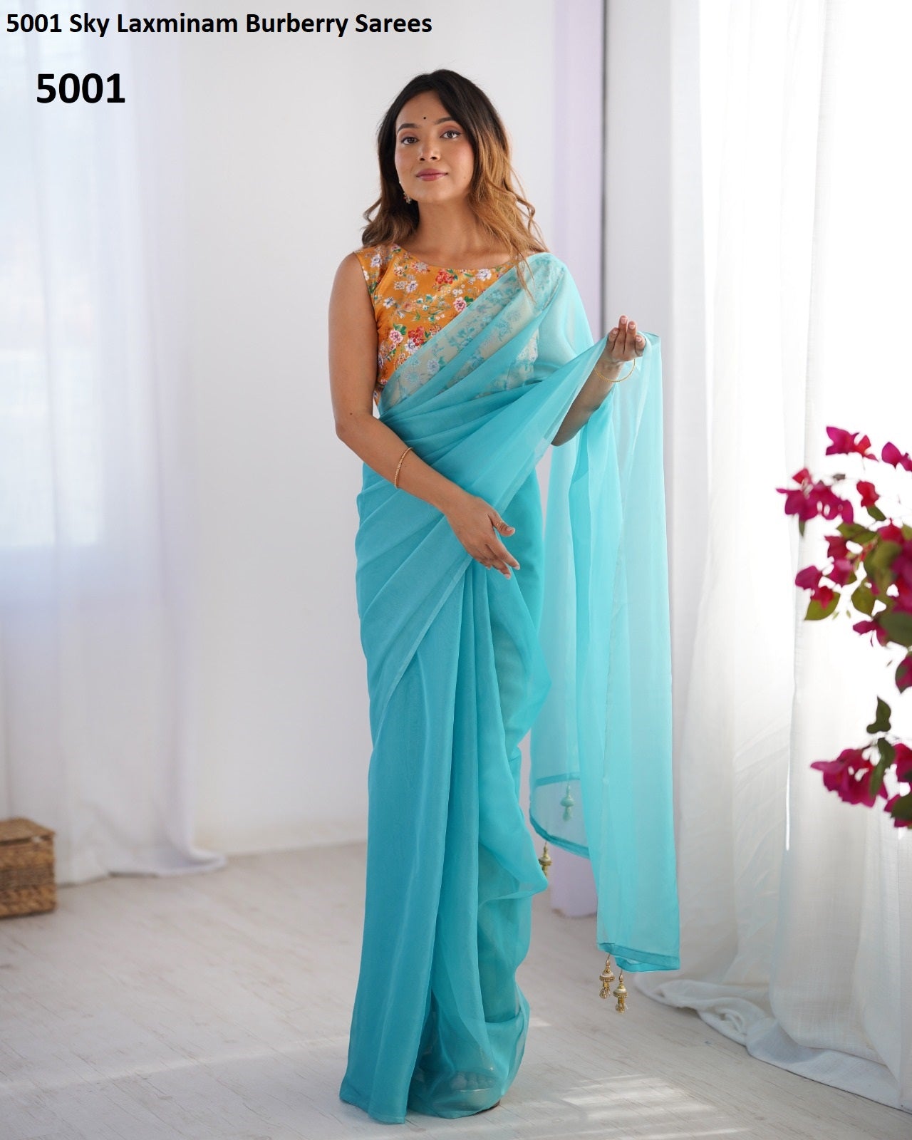 5001 Sky Laxminam Burberry Sarees