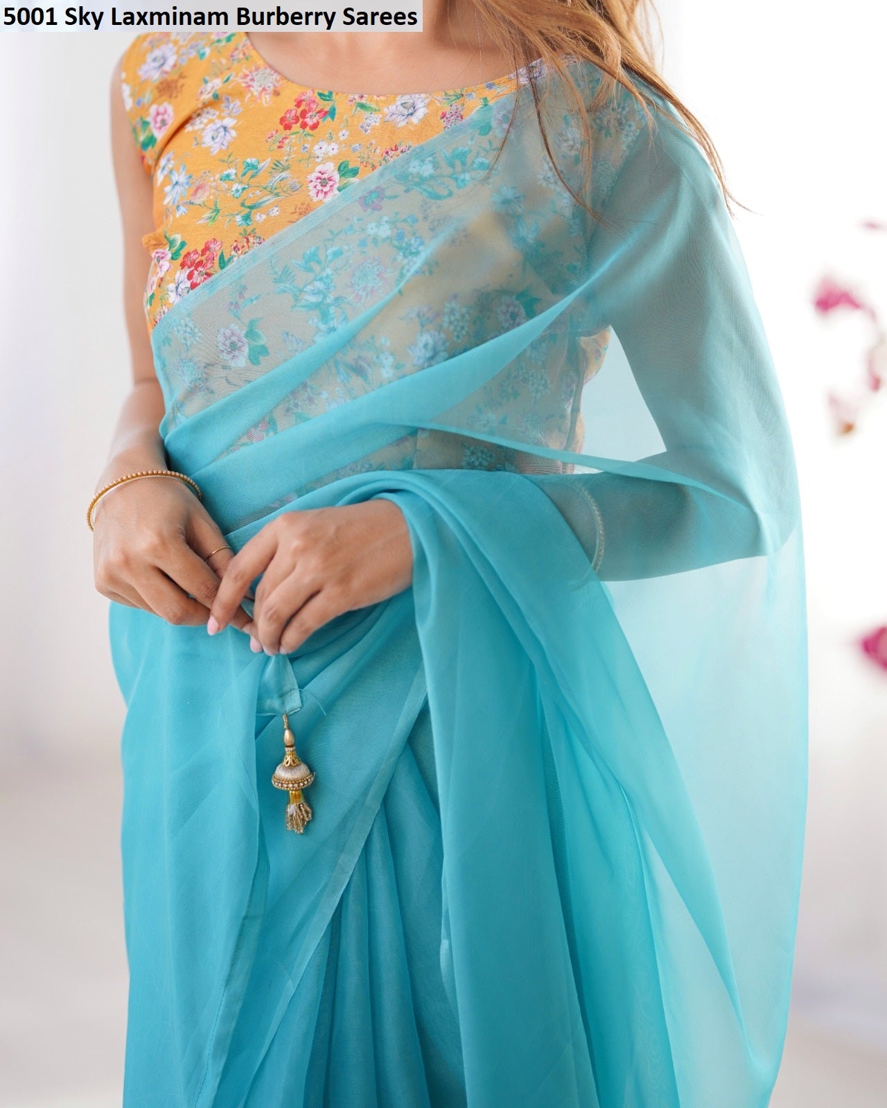 5001 Sky Laxminam Burberry Sarees