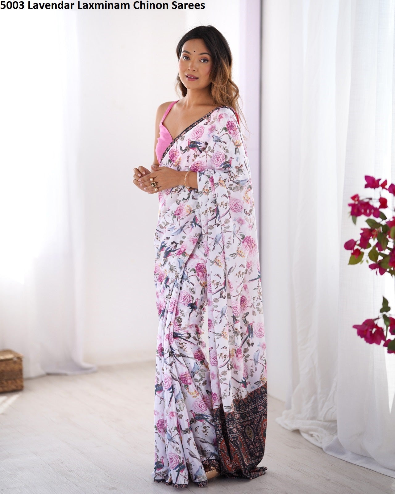5003 Lavendar Laxminam Chinon Sarees