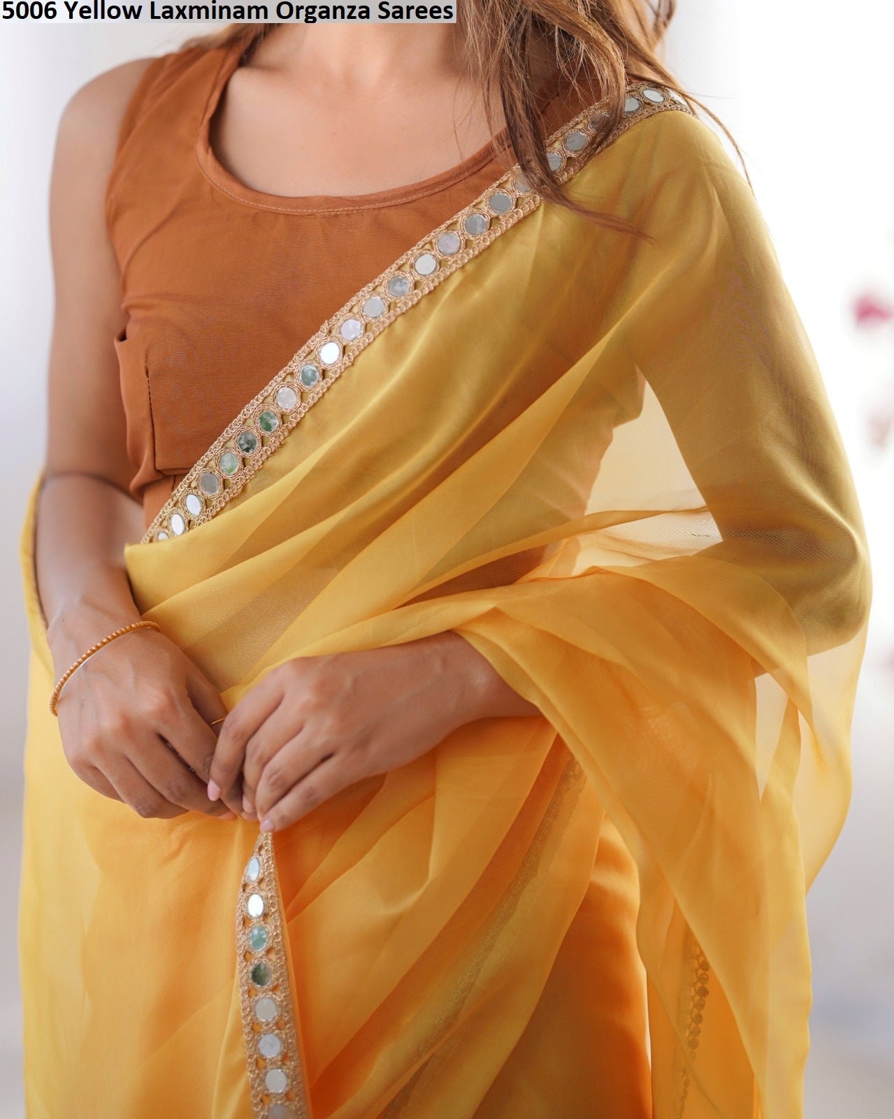 5006 Yellow Laxminam Organza Sarees
