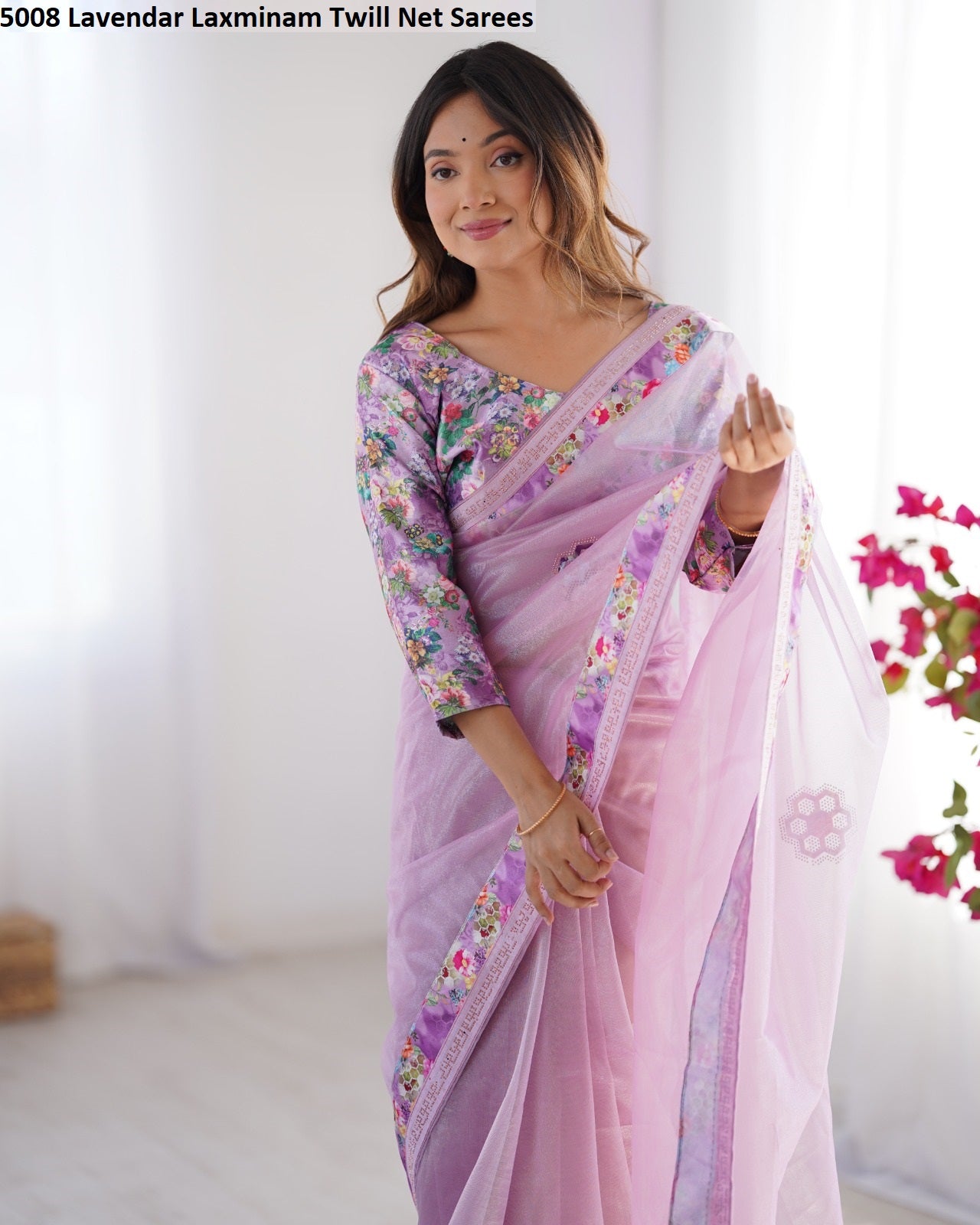 5008 Lavendar Laxminam Twill Net Sarees