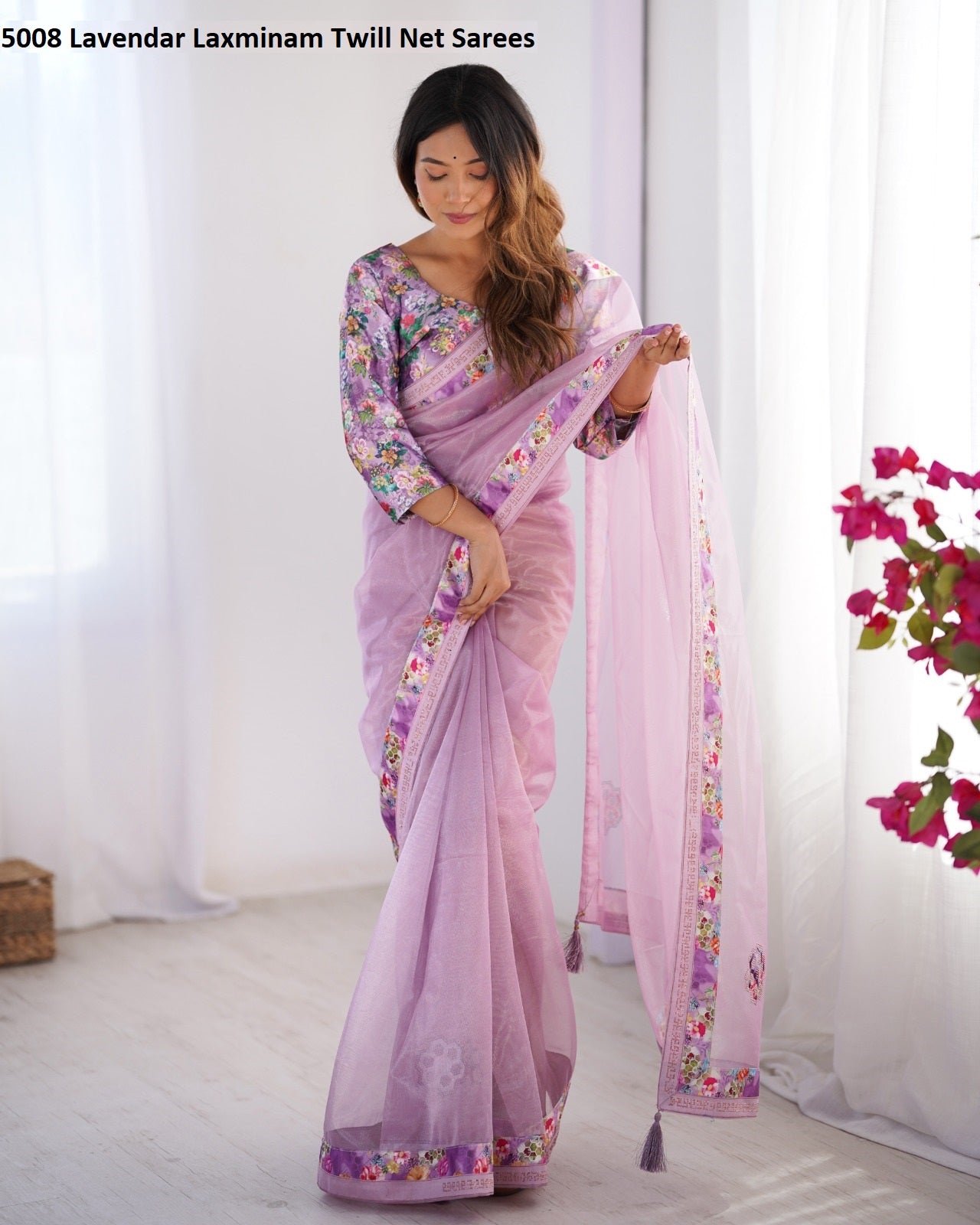 5008 Lavendar Laxminam Twill Net Sarees