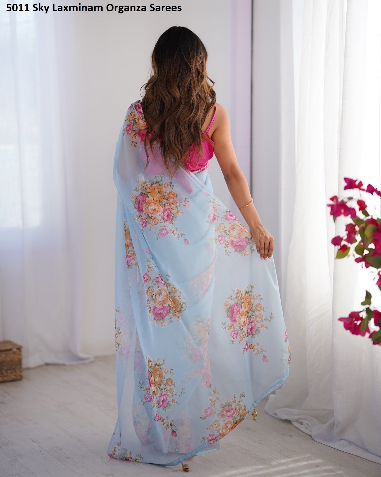 5011 Sky Laxminam Organza Sarees