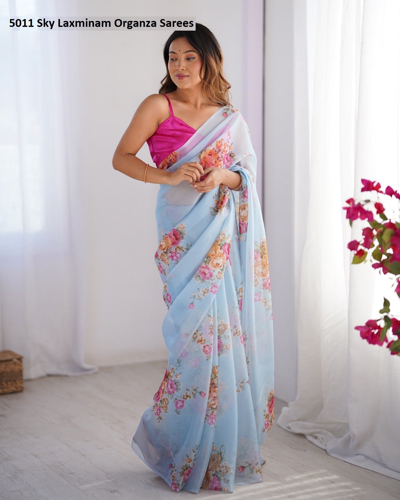 5011 Sky Laxminam Organza Sarees