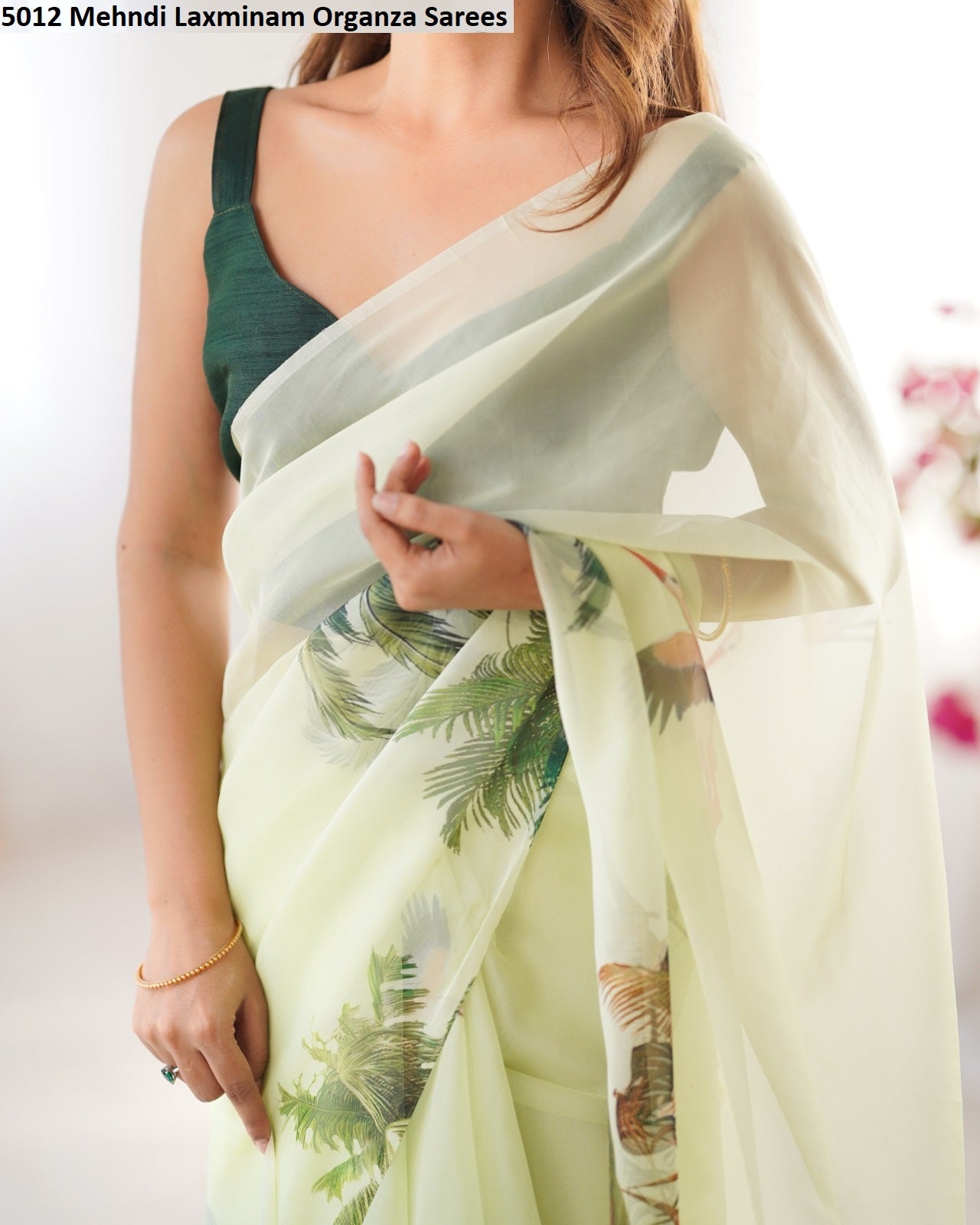 5012 Mehndi Laxminam Organza Sarees