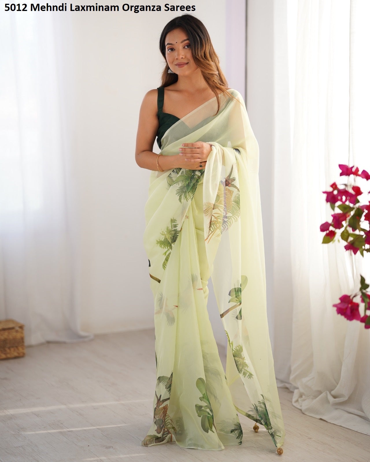 5012 Mehndi Laxminam Organza Sarees