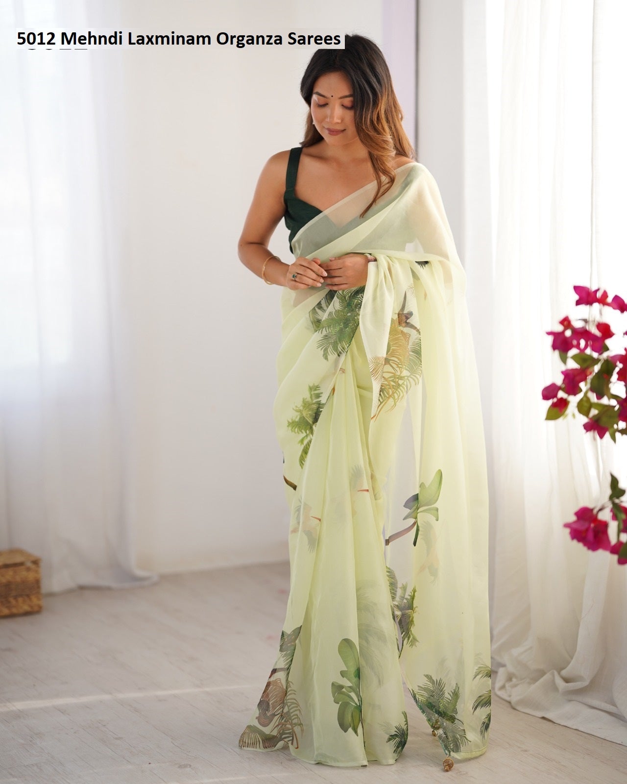 5012 Mehndi Laxminam Organza Sarees