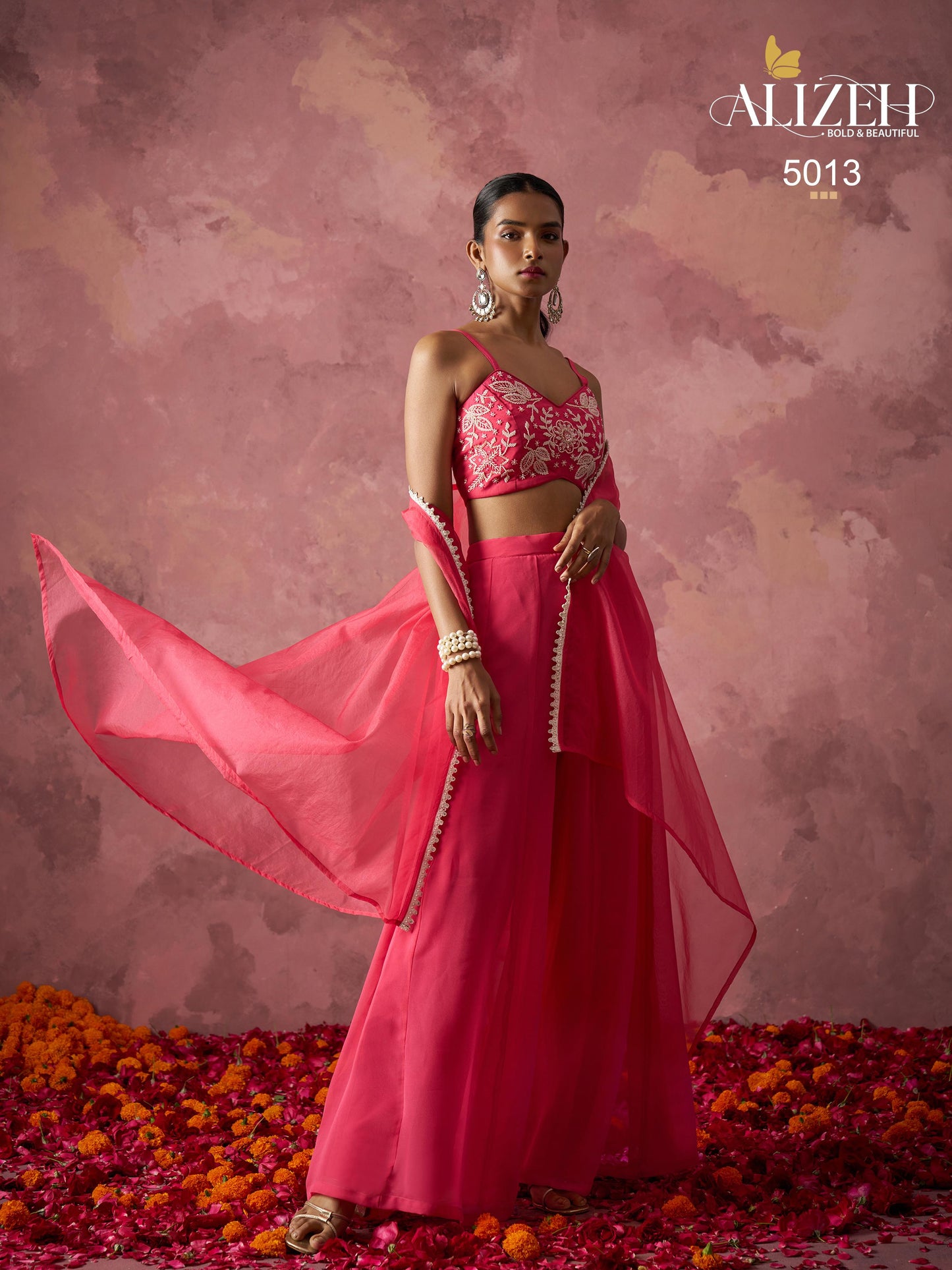 5013 Rang Alizeh Organza Indowestern Pair