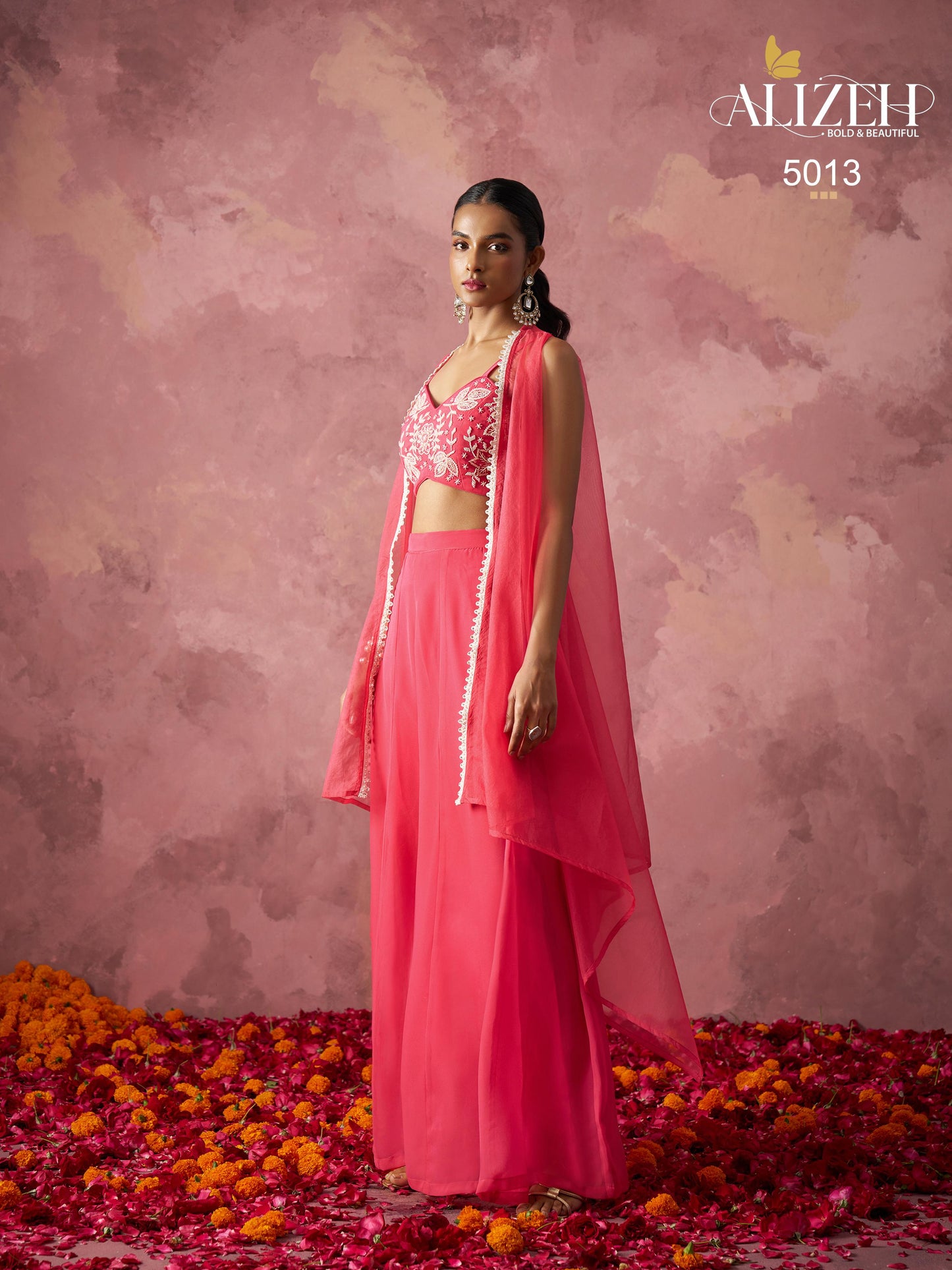 5013 Rang Alizeh Organza Indowestern Pair