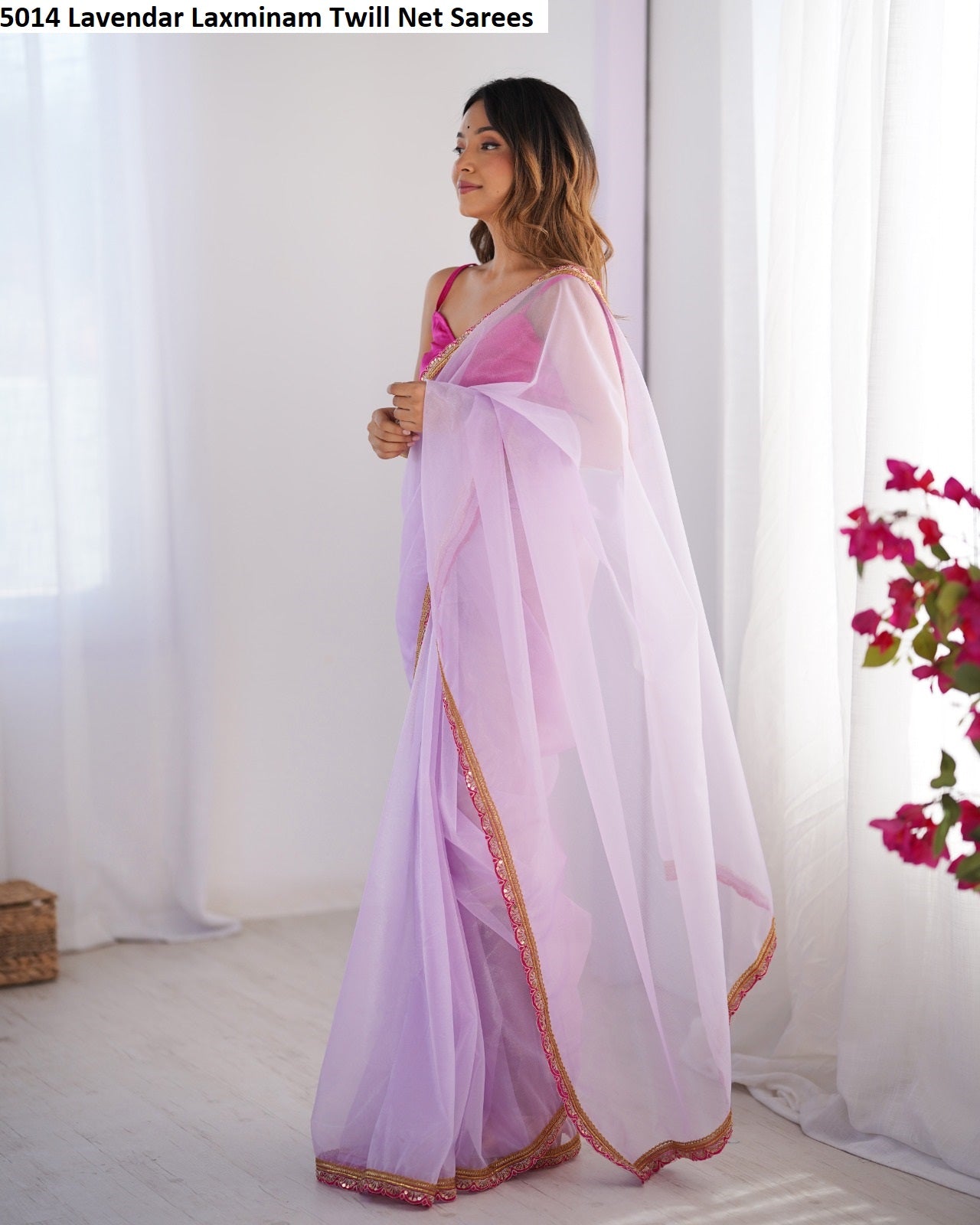 5014 Lavendar Laxminam Twill Net Sarees