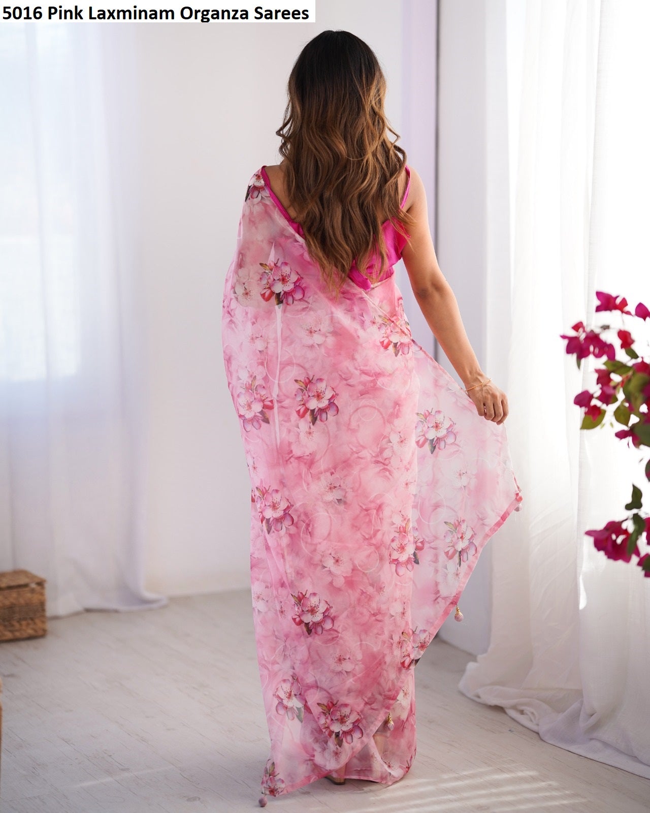 5016 Pink Laxminam Organza Sarees