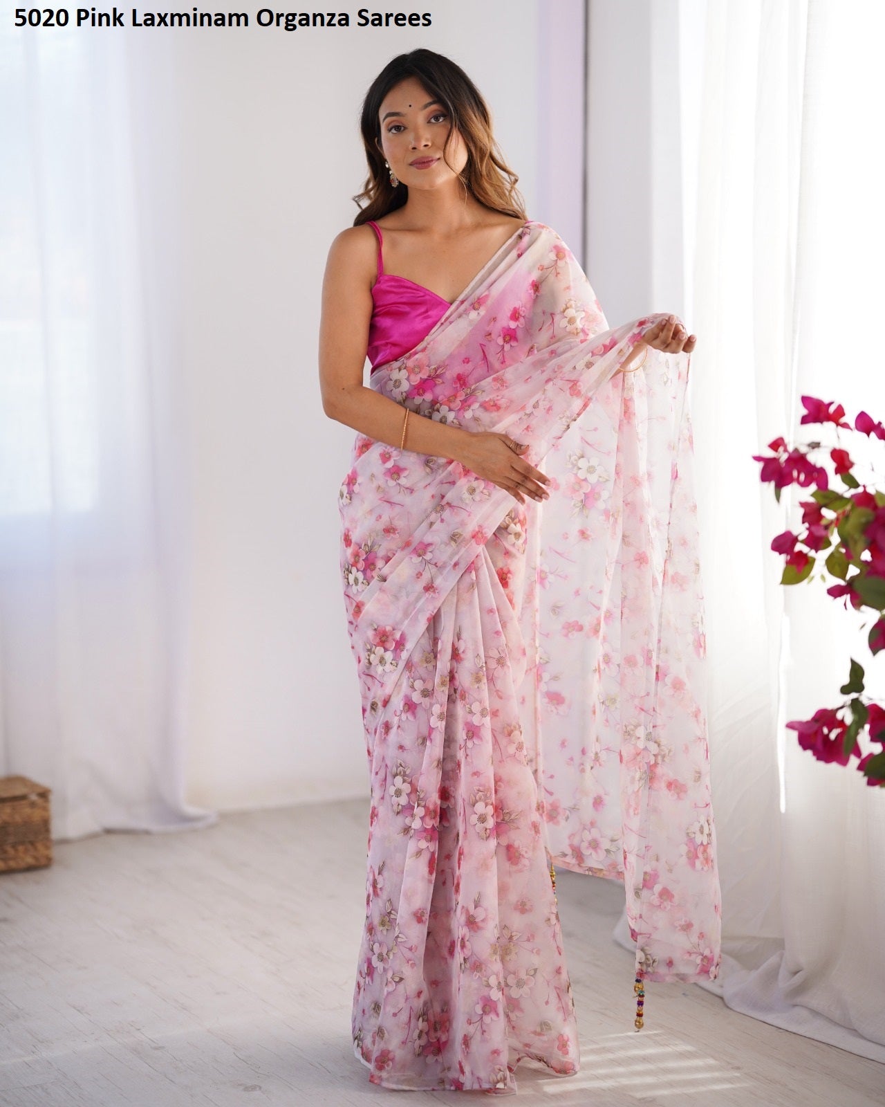 5020 Pink Laxminam Organza Sarees
