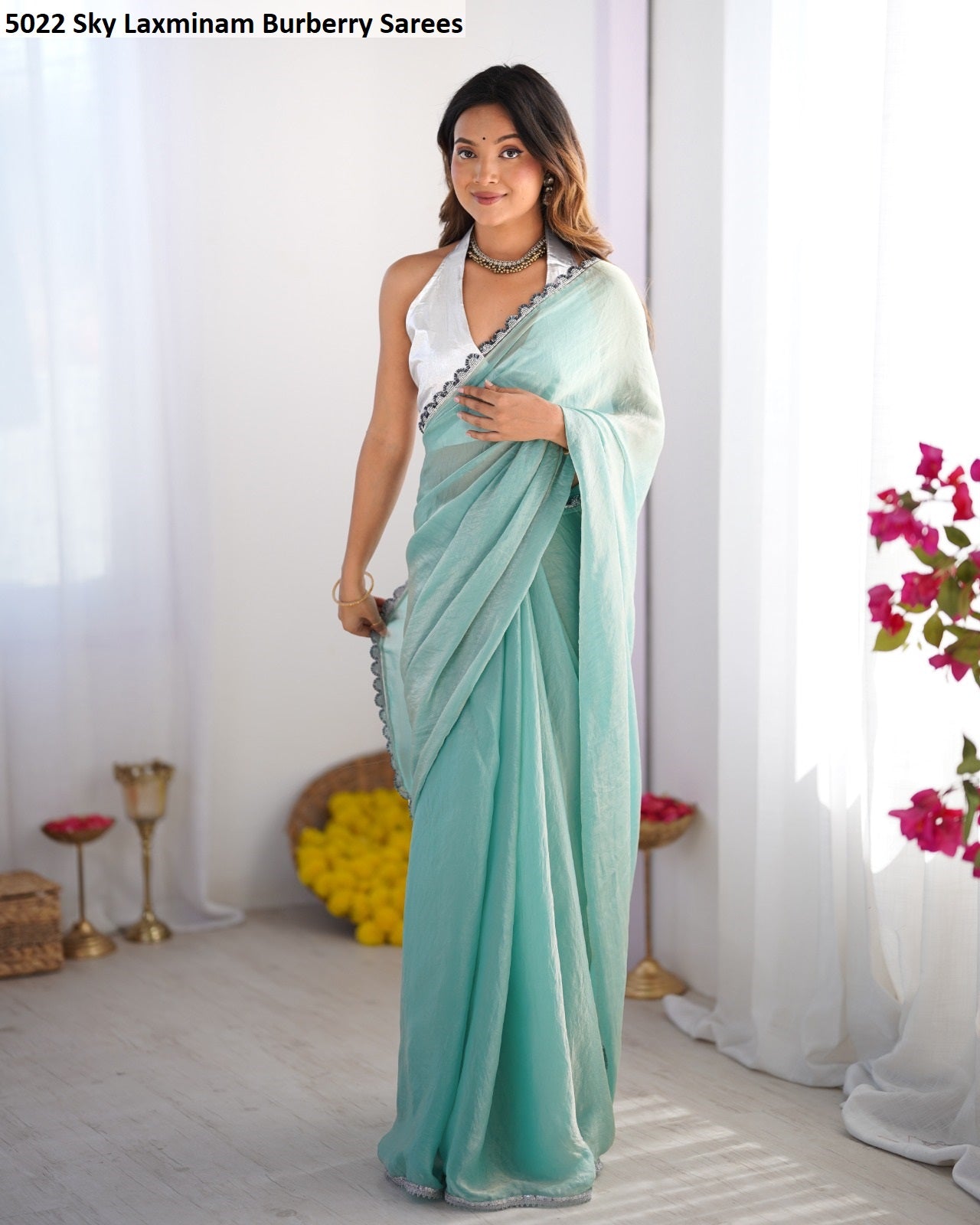 5022 Sky Laxminam Burberry Sarees