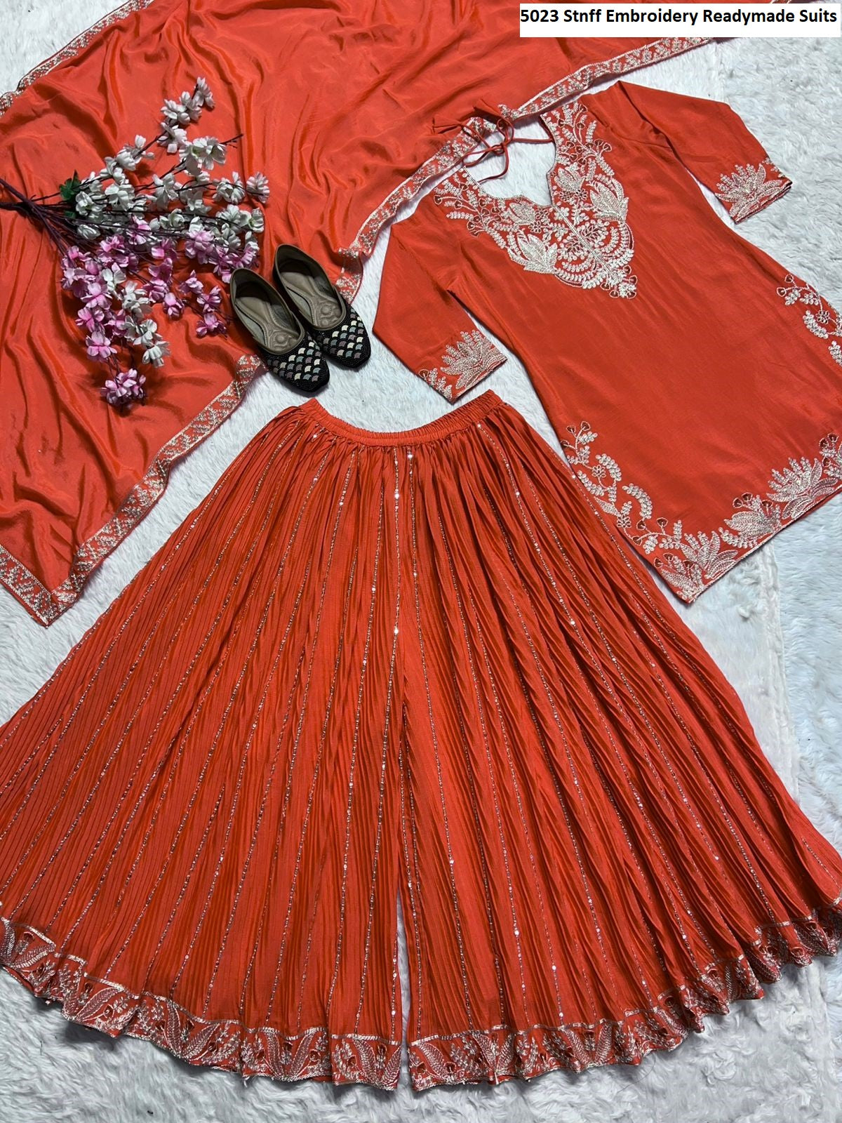 5023 Stnff Embroidery Readymade Suits