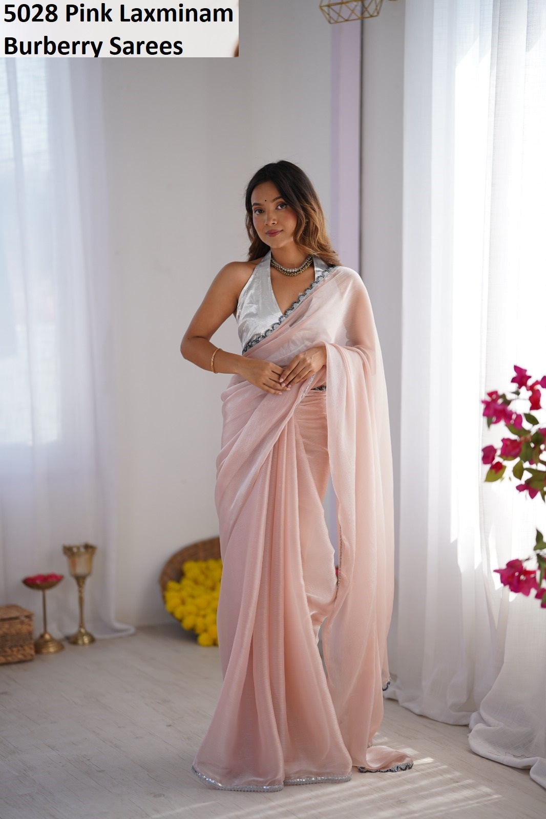 5028 Pink Laxminam Burberry Sarees