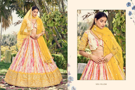 5051 Yellow Lavanya Zeel Chinon Lehenga Choli
