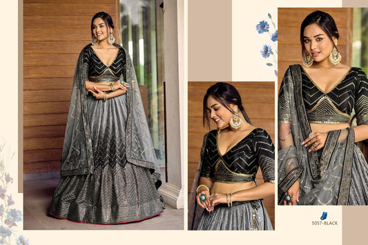 5057 Black Kimaya Zeel Chinon Lehenga Choli