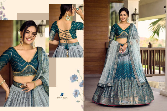 5057 Blue Kimaya Zeel Chinon Lehenga Choli