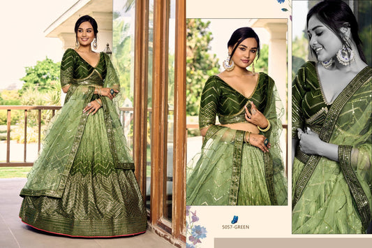 5057 Green Kimaya Zeel Chinon Lehenga Choli