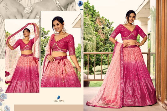 5057 Pink Kimaya Zeel Chinon Lehenga Choli