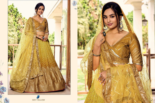 5057 Yellow Kimaya Zeel Chinon Lehenga Choli