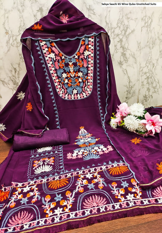 Sabya Saachi 65 Wine Qubo Unstitched Suits