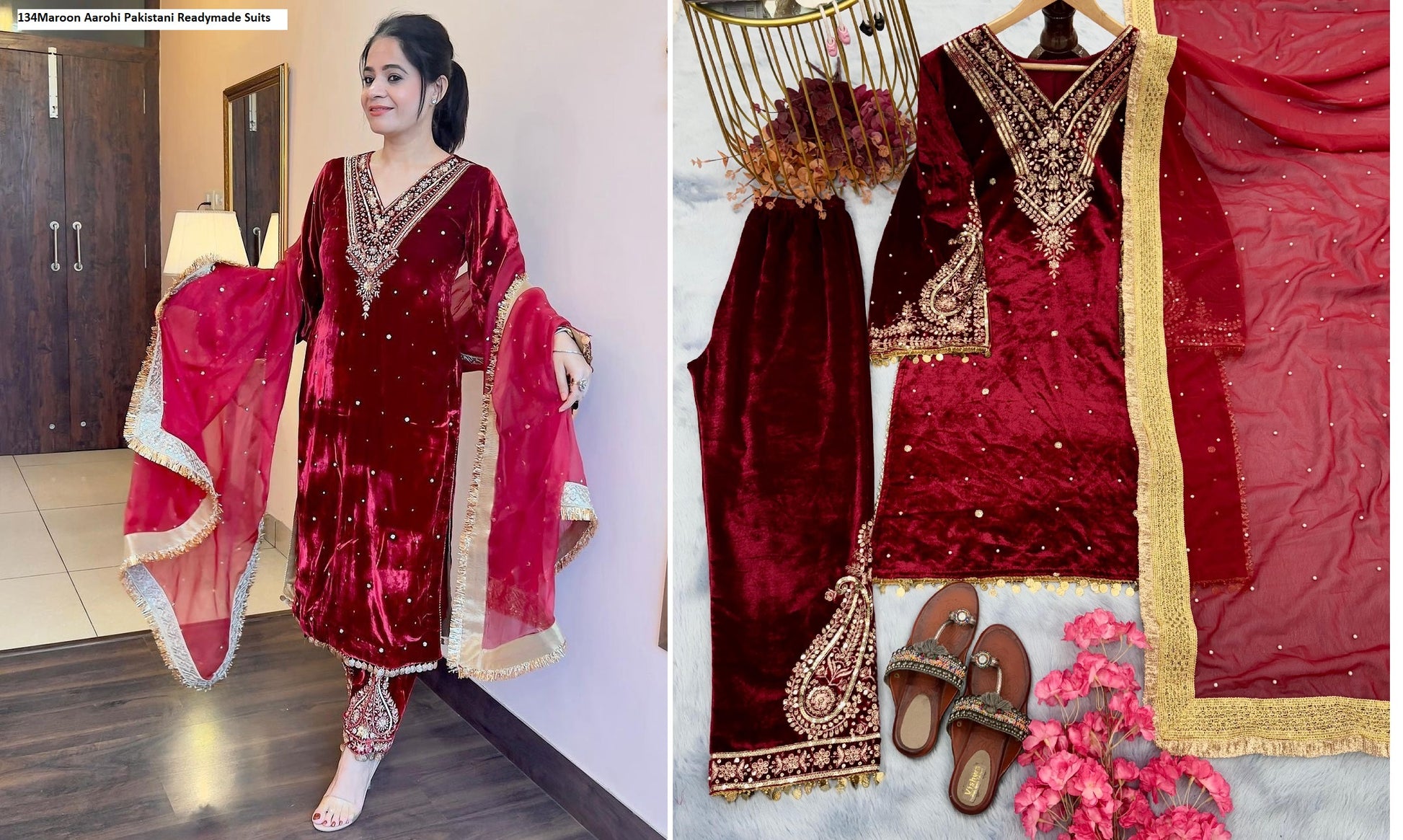 134Maroon Aarohi Pakistani Readymade Suits