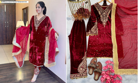 134Maroon Aarohi Pakistani Readymade Suits