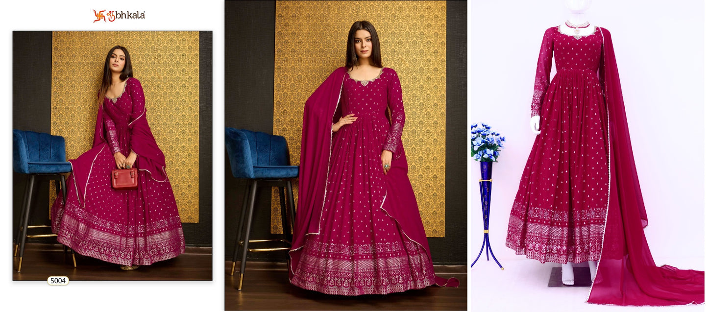 5004 Flory Vol 44 Shubhkala Gown Dupatta Set