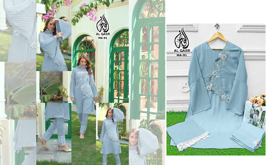 Ma-91Sky Blue Al Qasr Pakistani Readymade Suits