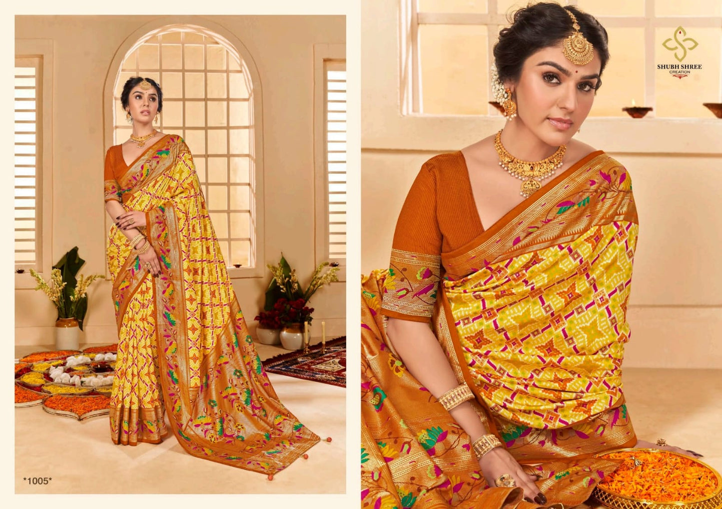 1005 Kesar Tilk Shubh Shree Sarees