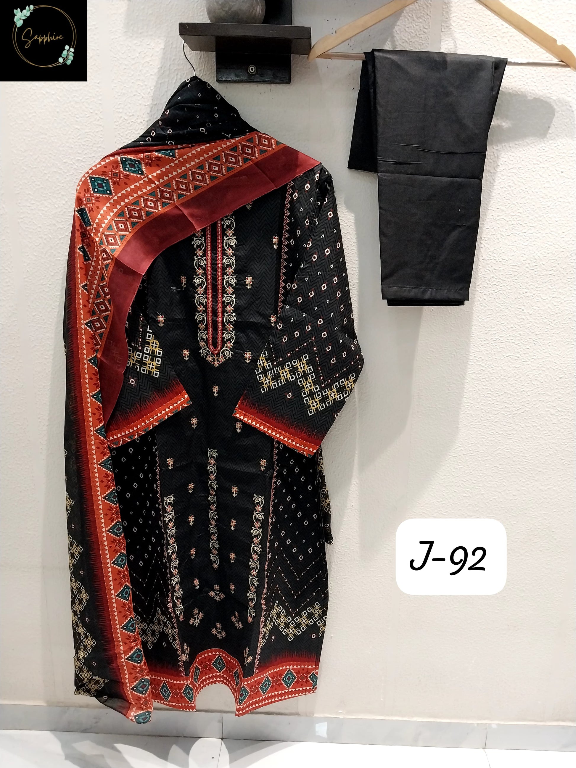 Jazmin Vol 92 Black And Red Sapphire Pakistani Readymade Suits