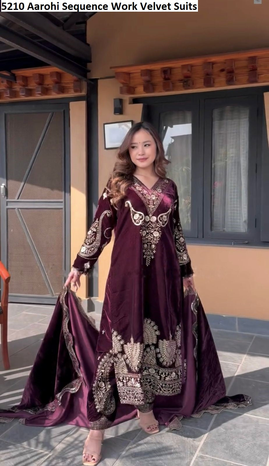 5210 Aarohi Sequence Work Velvet Suits