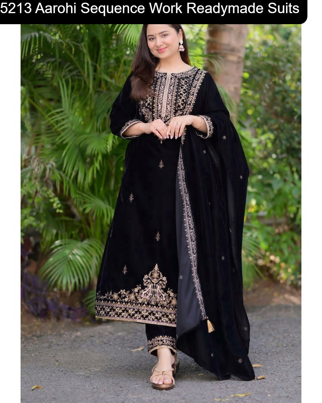 5213 Aarohi Sequence Work Velvet Suits