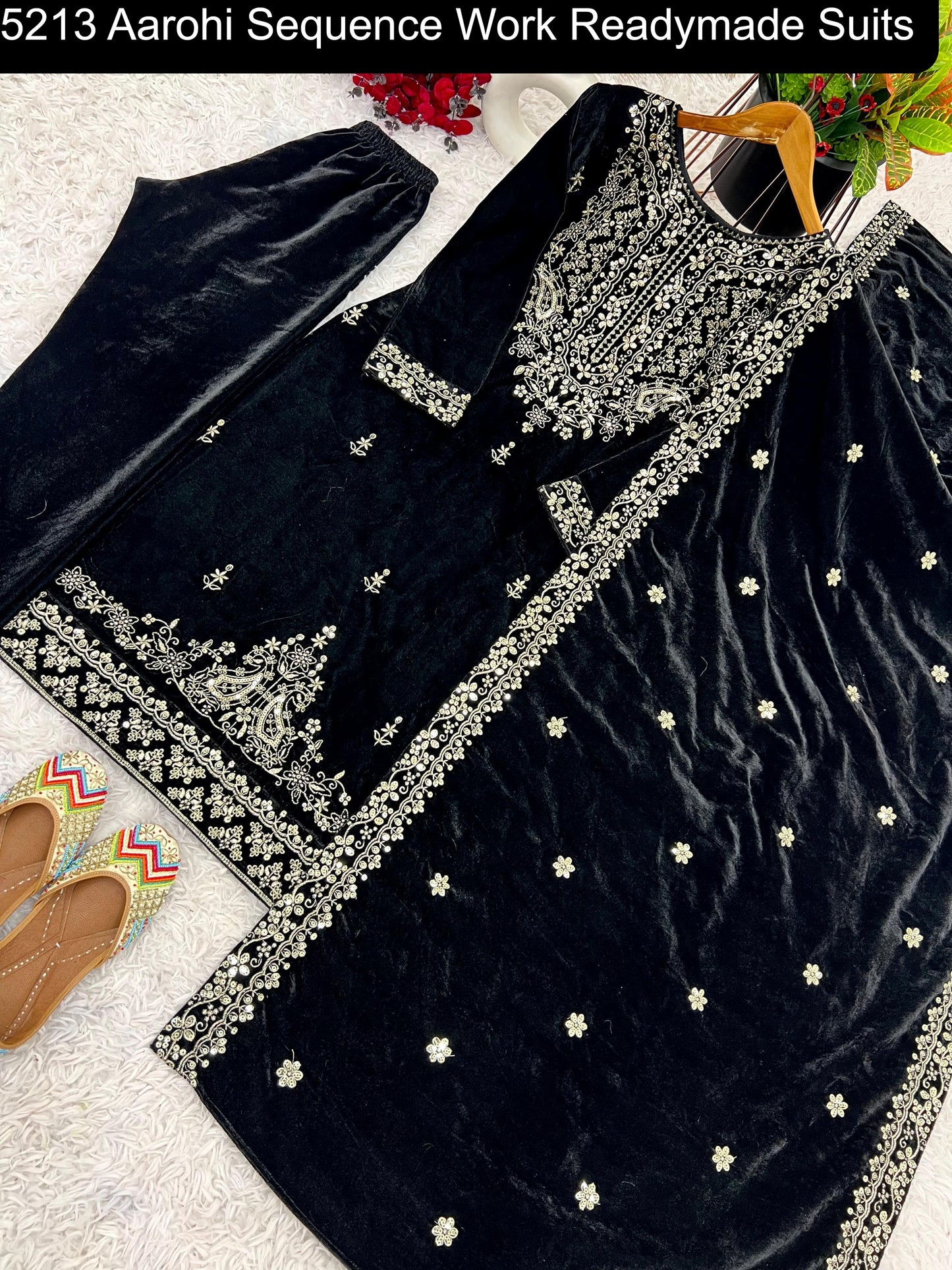 5213 Aarohi Sequence Work Velvet Suits