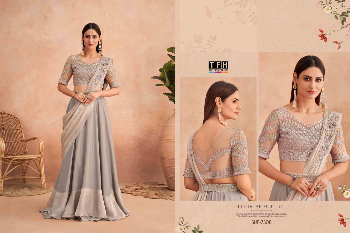 7308 Super Star Tfh Ready To Wear Saree