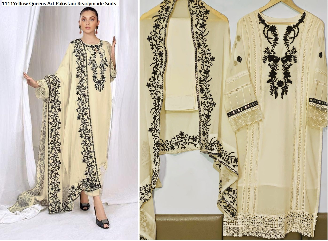 1111Yellow Queens Art Pakistani Readymade Suits