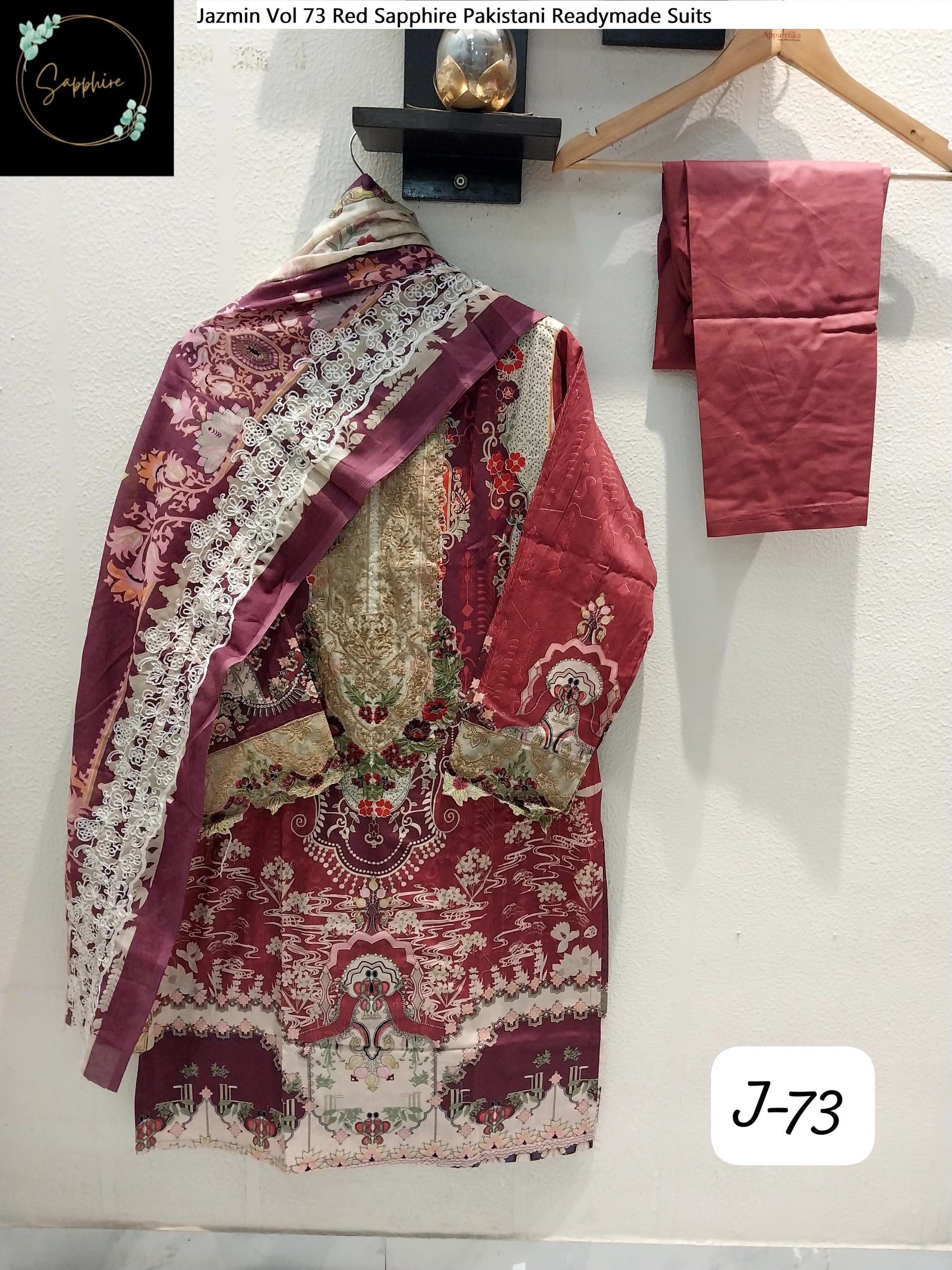 Jazmin Vol 73 Red Sapphire Pakistani Readymade Suits