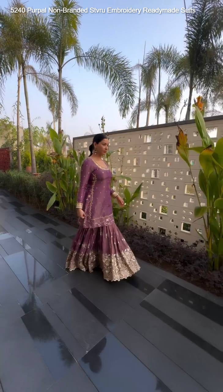5240 Purpal Non-Branded Stvru Embroidery Readymade Suits
