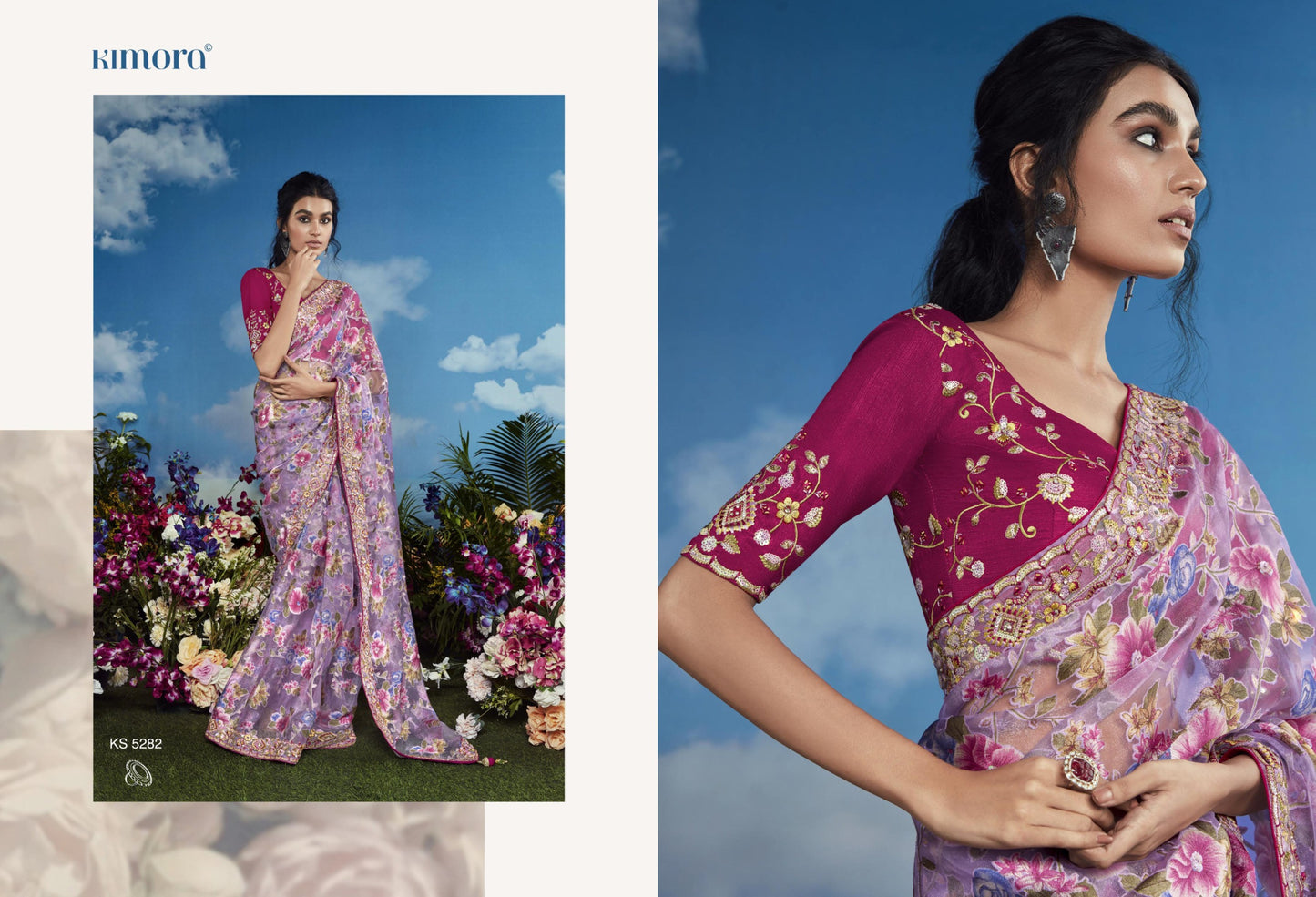 5282 Bagicha Kimora Embroidery Sarees