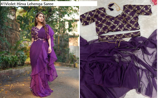 41Violet Hirva Lehenga Saree
