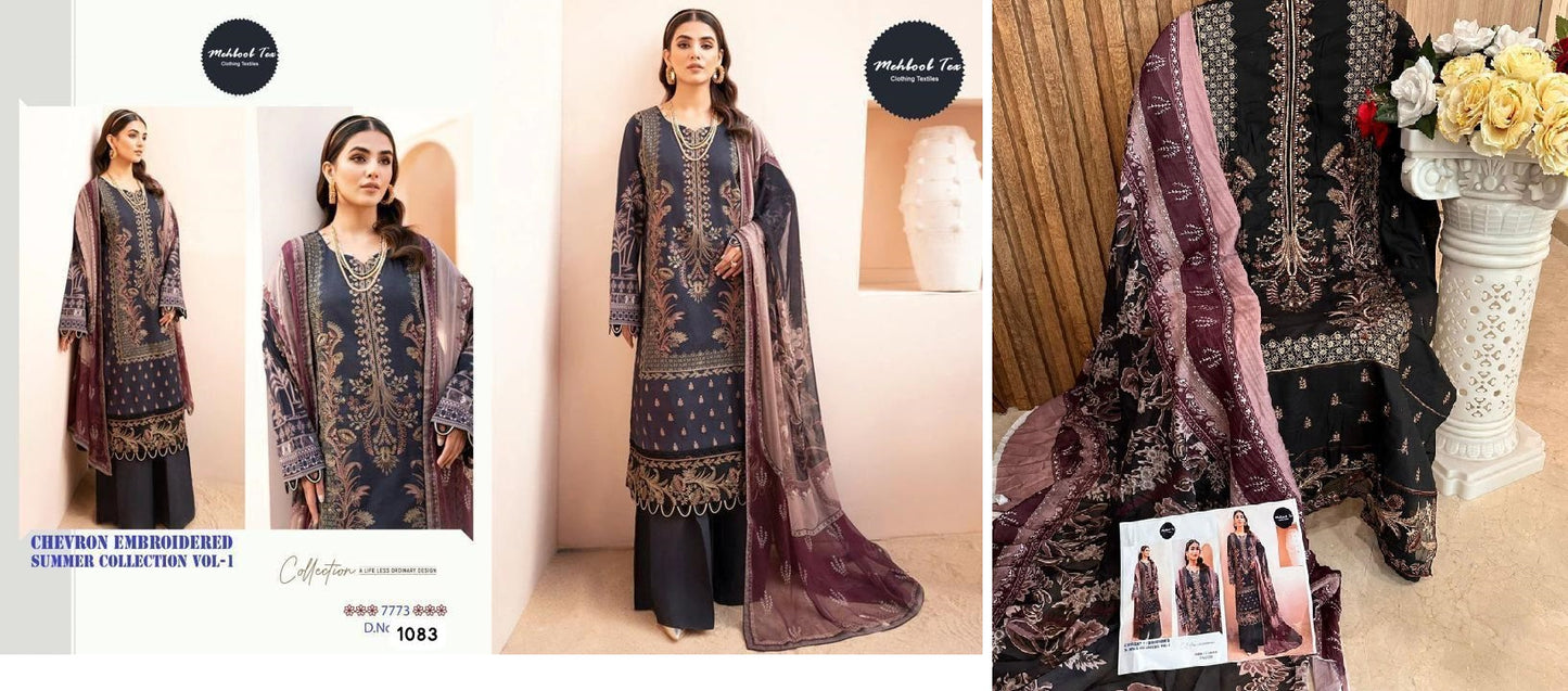 1083 Chevron Embroidered Summer Collection Vol 1 Mehboob Tex Pakistani Salwar Suits
