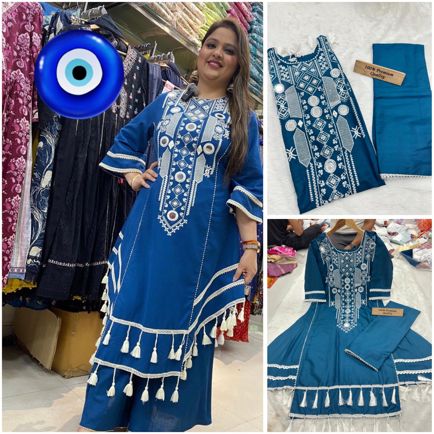 Google Blue Aarohi Kurti Pant Set
