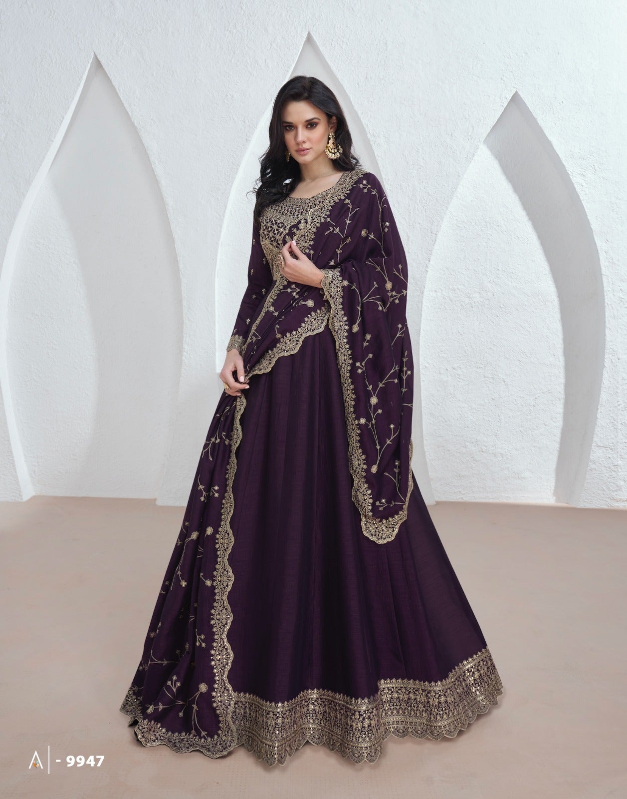 9947 Saroj Aashirwad Creation Gown Dupatta Set
