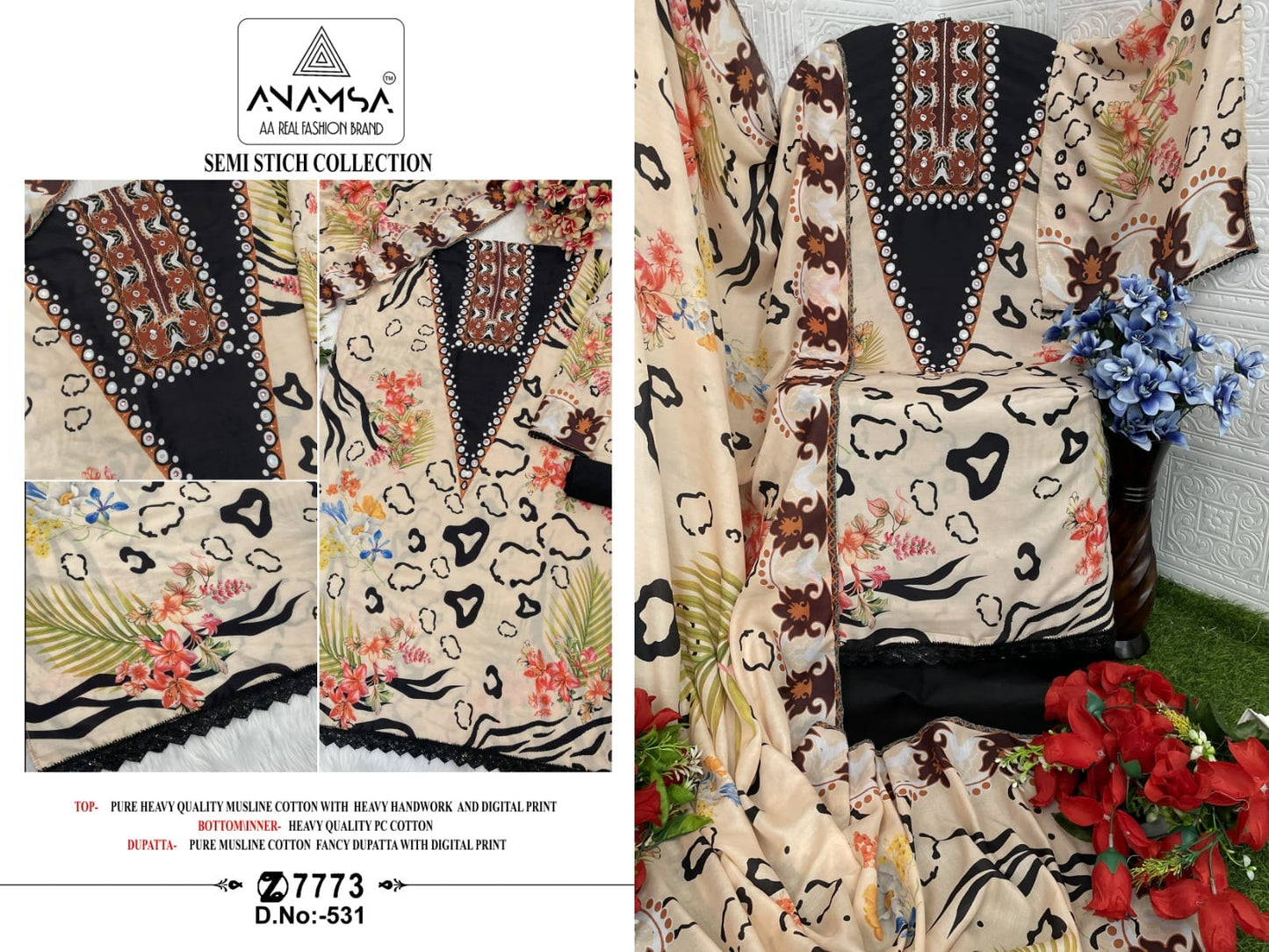 531 Anamsa Muslin Pakistani Salwar Suits