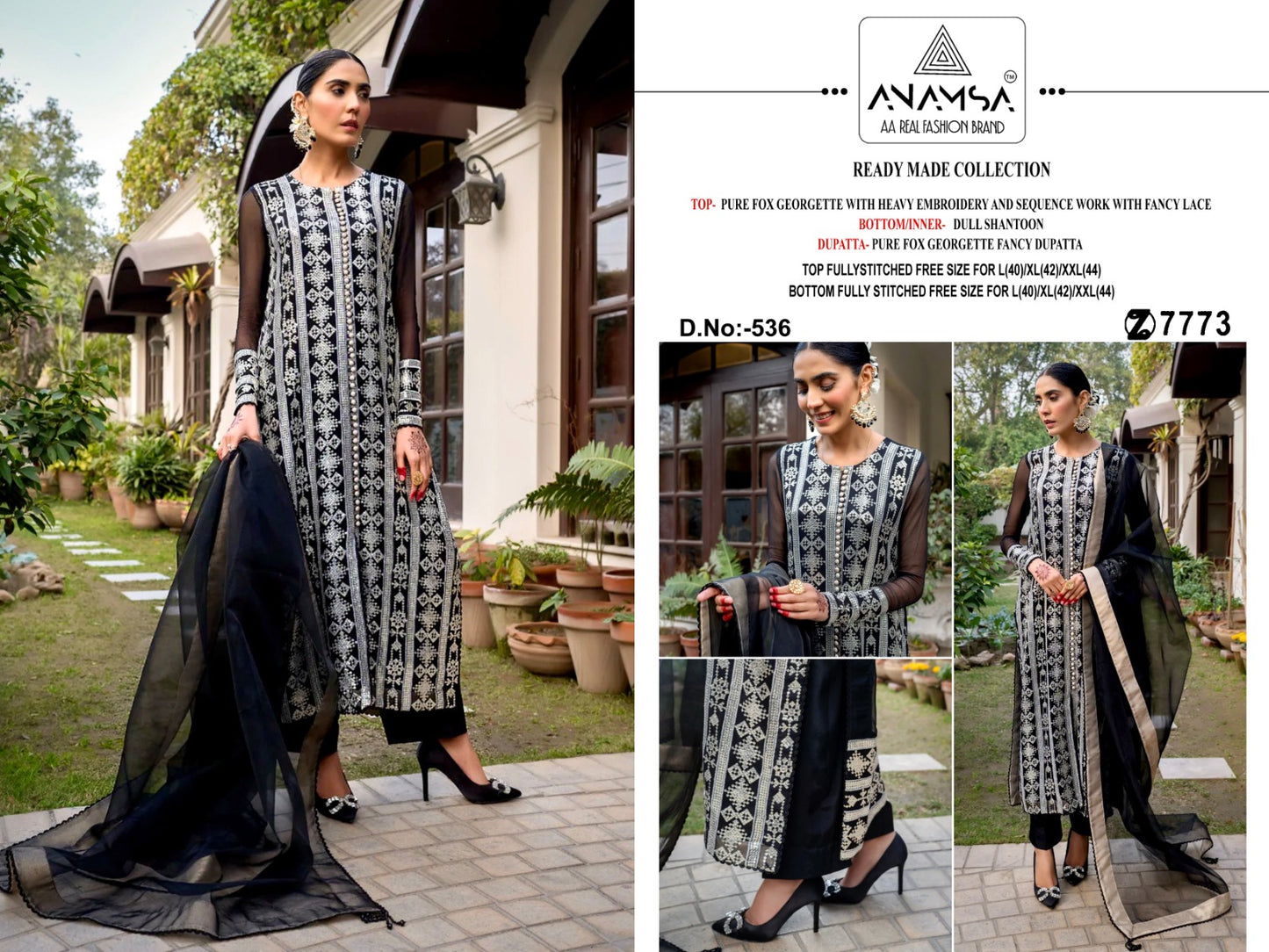 536 Anamsa Embroidered Pakistani Readymade Suits