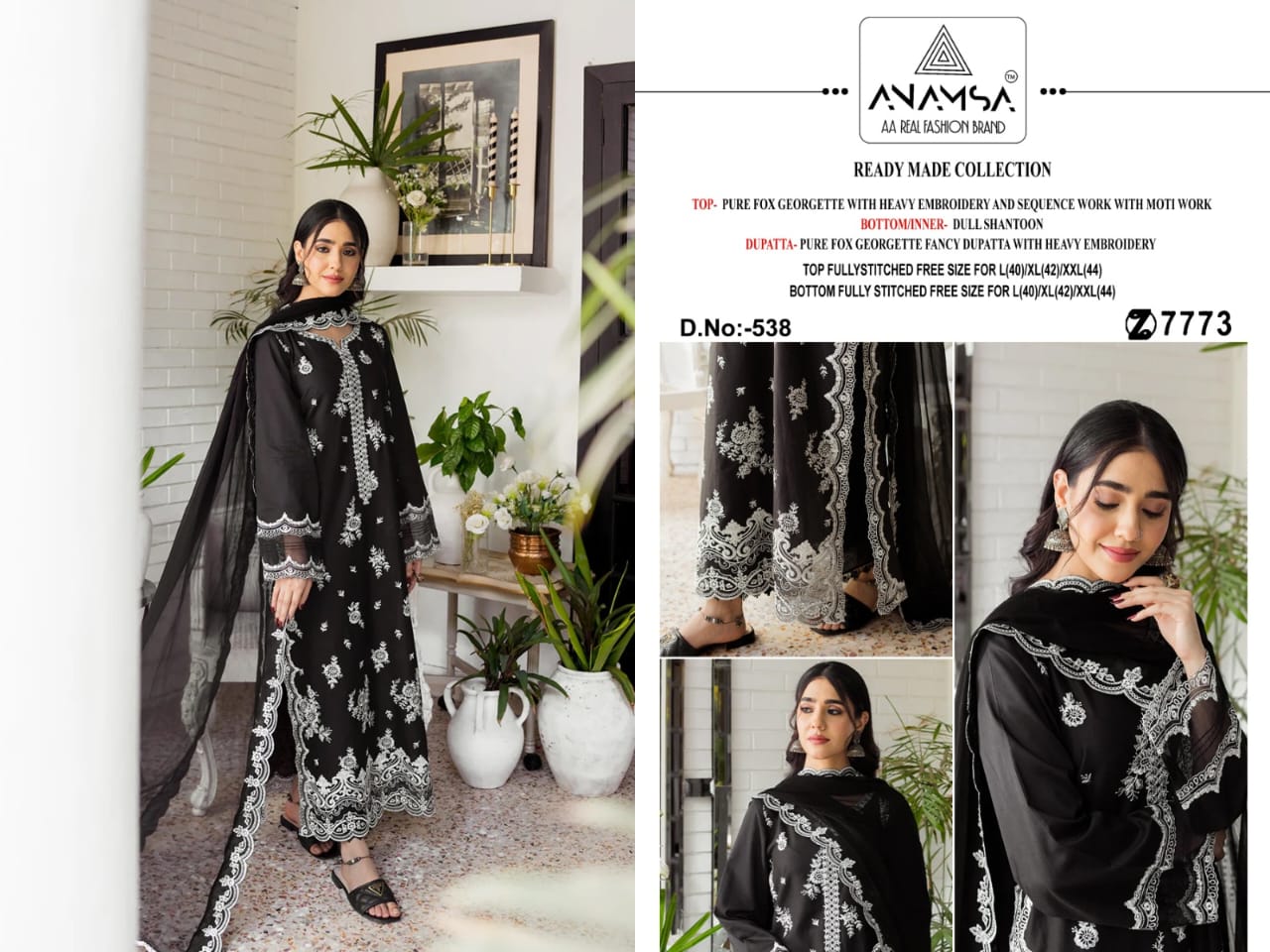 538 Anamsa Moti Work Pakistani Readymade Suits