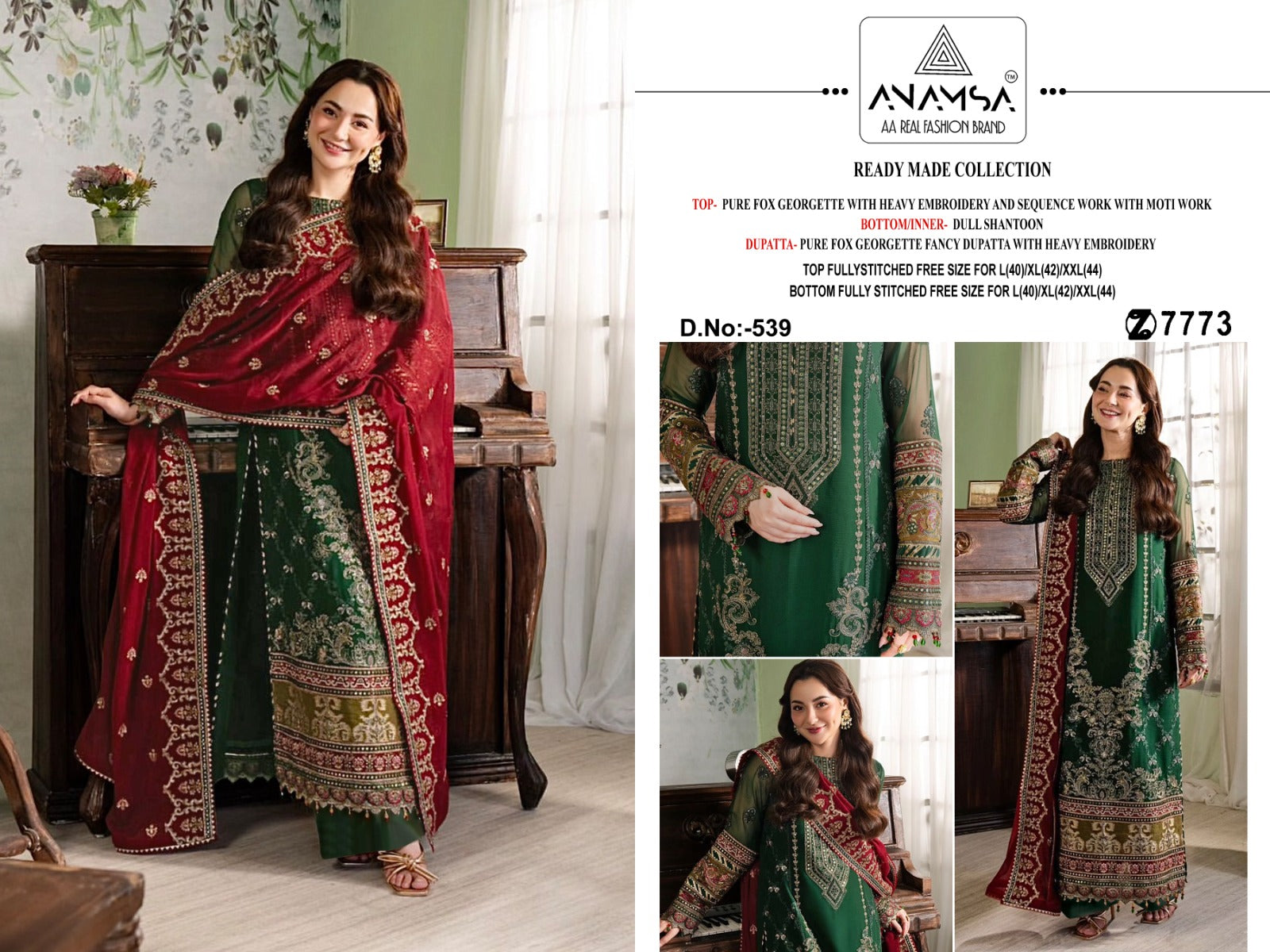 539 Anamsa Embroidered Pakistani Readymade Suits