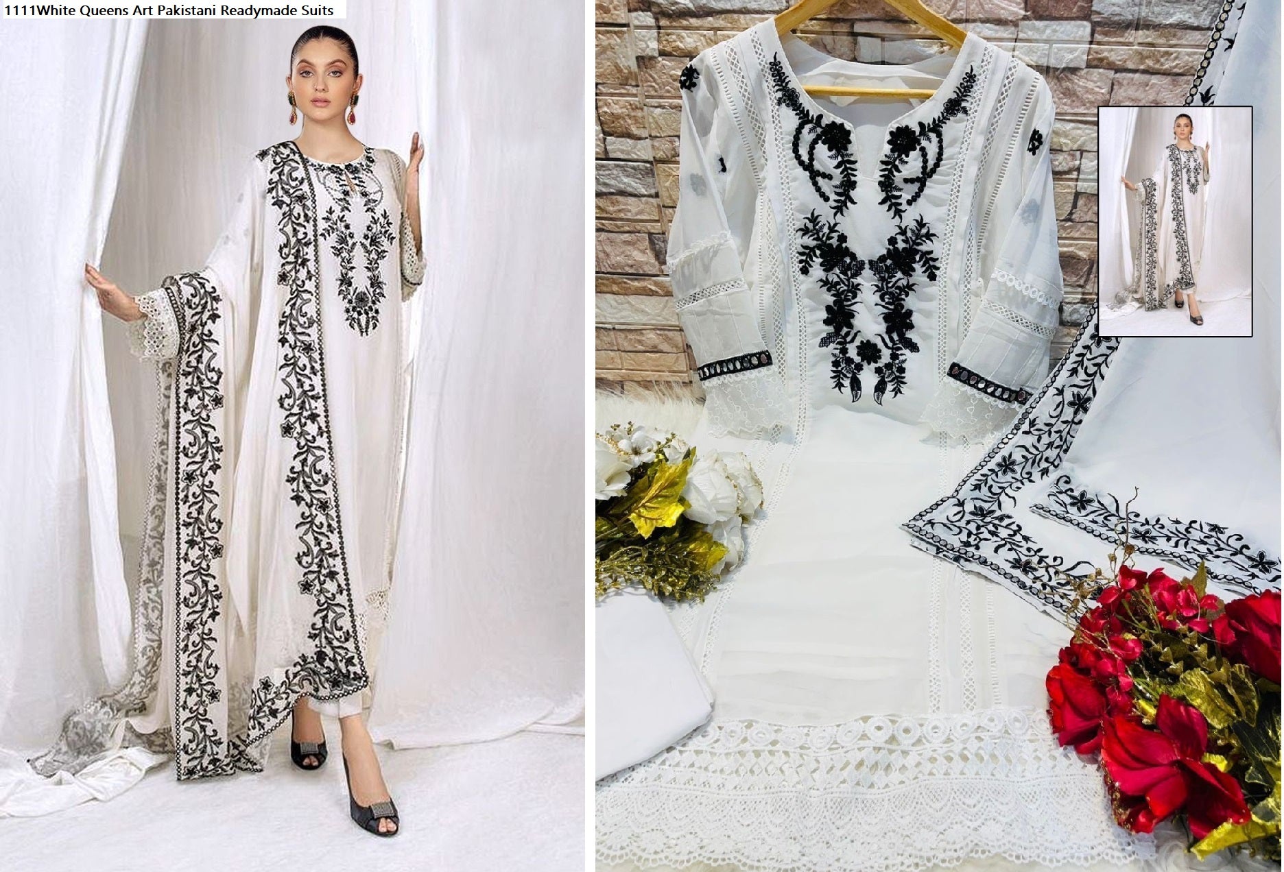 1111White Queens Art Pakistani Readymade Suits